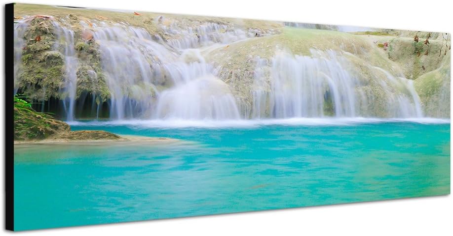 Paul Sinus Art Panoramabild auf Leinwand und Keilrahmen 150x50cm Thailand Nationalpark Wasserfall Na