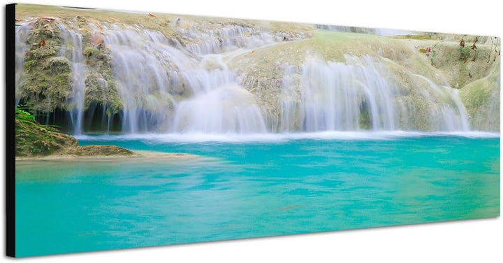 Paul Sinus Art Panoramabild auf Leinwand und Keilrahmen 150x50cm Thailand Nationalpark Wasserfall Na
