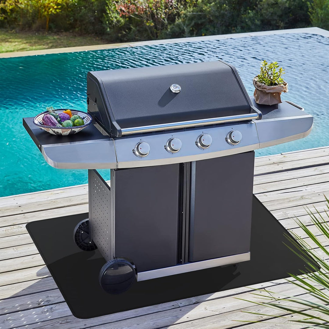 FLASLD Grill Pit Matte, 81 x 152 cm Grillmatte unter dem Schreibtisch, doppelseitige feuerfeste ölbe