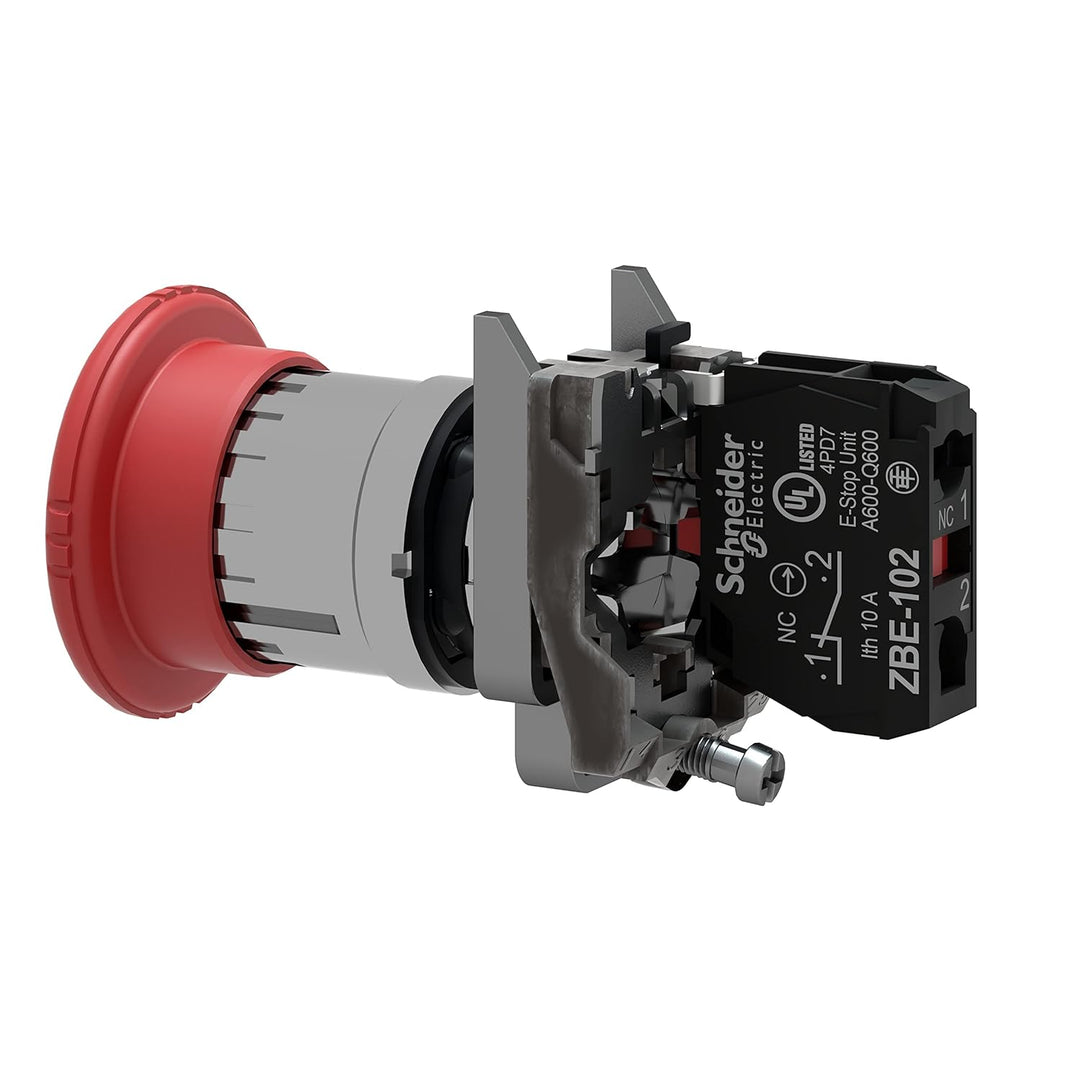 Schneider Electric | XB4BS8442 - Not-Halt/Not-Aus-Taster, rot, Drehentriegelung 22mm, 1Ö Zum Auslöse
