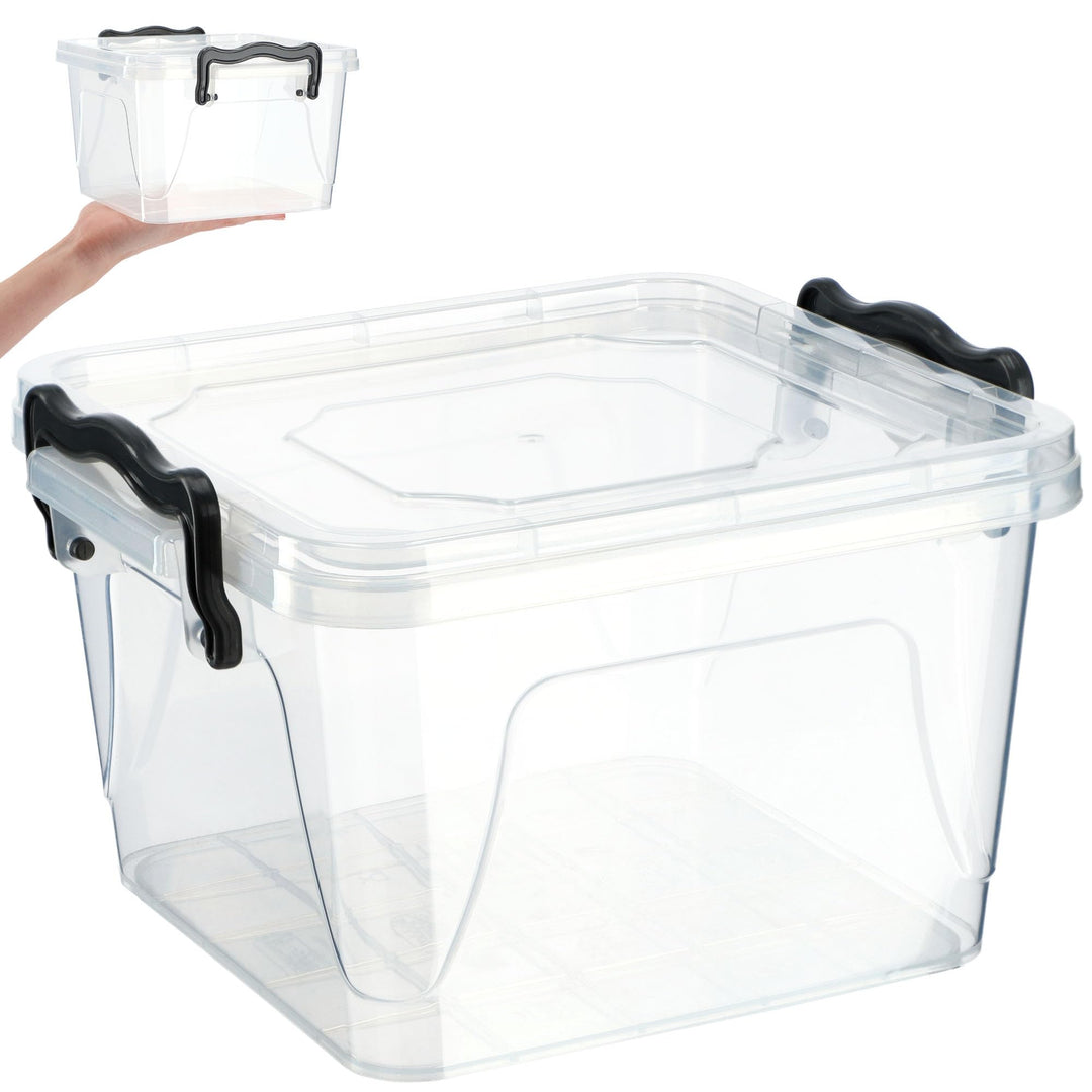 KADAX Aufbewahrungsbox mit Deckel, Robuster Plastikbehälter aus Kunststoff, Lunchbox, Transparente F