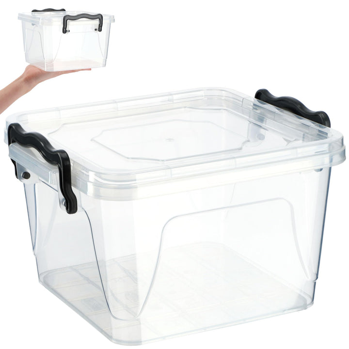 KADAX Aufbewahrungsbox mit Deckel, Robuster Plastikbehälter aus Kunststoff, Lunchbox, Transparente F
