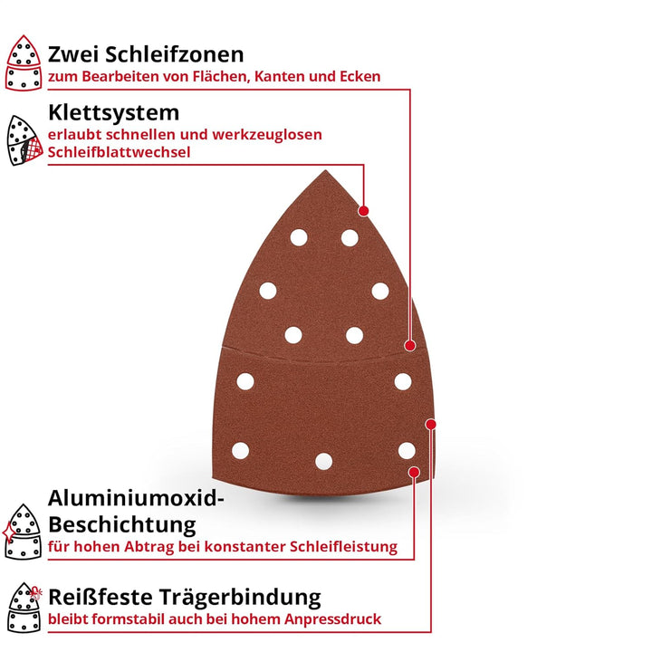Einhell Schleifpapier für Multischleifer, K60, 50-tlg. (gezackte Form, Aluminiumoxid, Klett, Bohrung