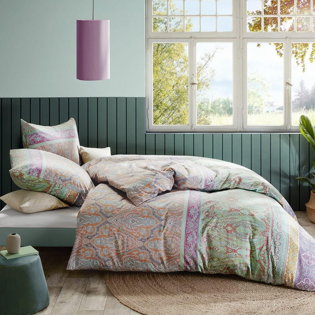 fleuresse Mako-Satin Bettwäsche Modern Classic Dilbeek Mint 1 Bettbezug 155 x 220 cm + 1 Kissenbezug