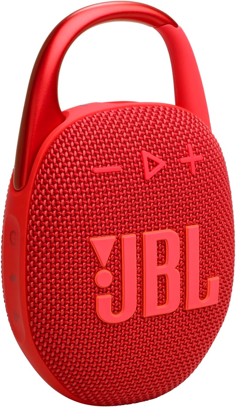 JBL Clip 5 in Rot – Tragbare Bluetooth-Lautsprecher-Box mit JBL Pro Sound, tiefem Bass und Playtime-