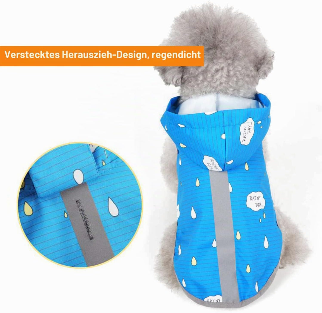 BPS Wasserdichte Regenjacke für Haustiere, Hunde, mit Kapuze, Tasche für kleine, mittelgrosse und gr