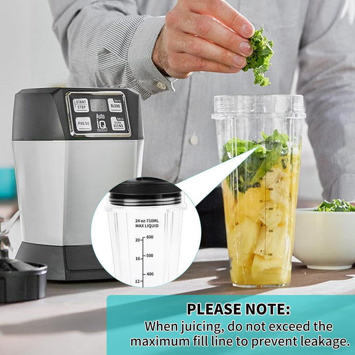 2er Pack Mixer Becher 24oz （710m）Kompatibel mit Ninja Blender & Mixer CB350EU BN800EU BN750EU BN650E