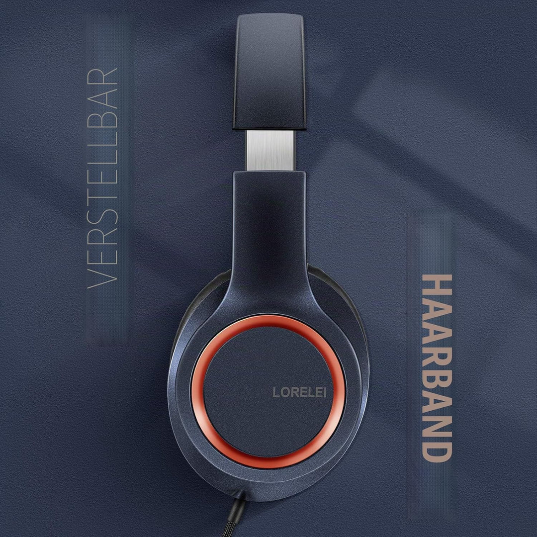 LORELEI X8 Over-Ear-Kopfhörer mit Kabel, mit Mikrofon, 1,45 m, verwicklungsfreier Nylon-Linie und 3,