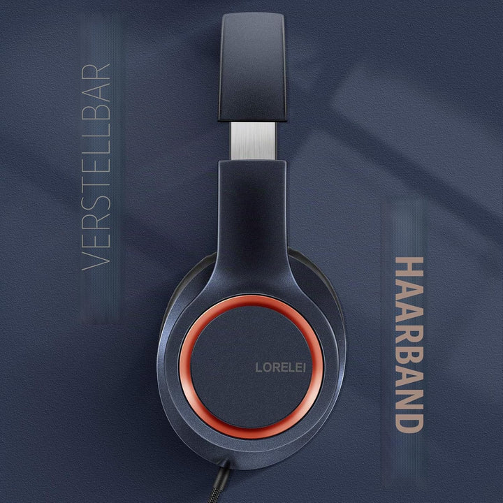 LORELEI X8 Over-Ear-Kopfhörer mit Kabel, mit Mikrofon, 1,45 m, verwicklungsfreier Nylon-Linie und 3,