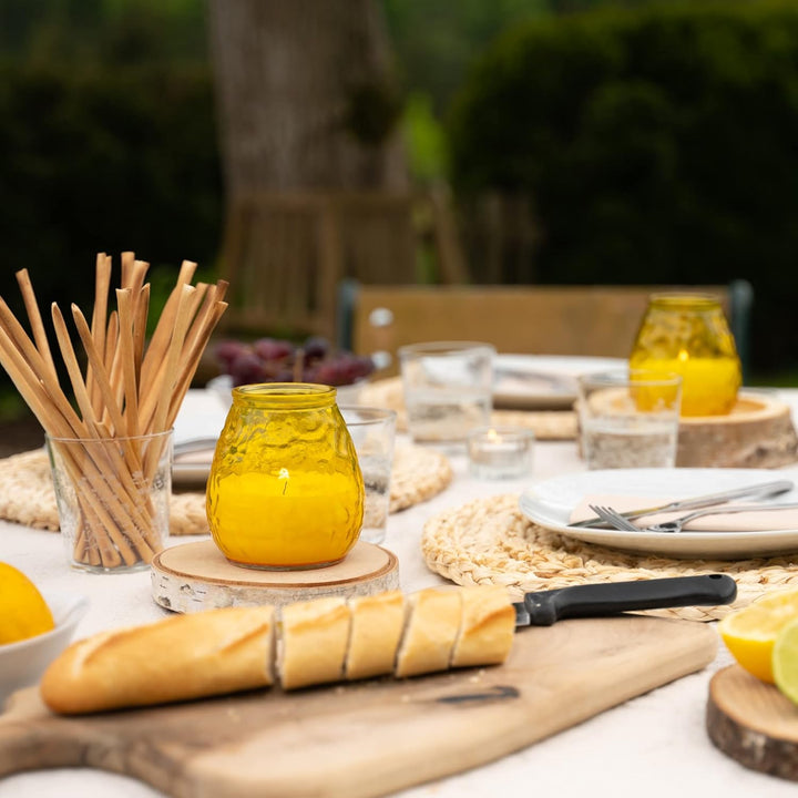HOFER 6 x Bistro-Licht Citronella gelb | Windlicht Outdoor | Hochwertige Kerze im Glas mit Citronell