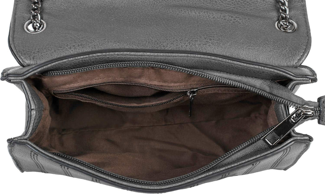 styleBREAKER Damen Umhängetasche mit Ziernähten und Kette, Schultertasche, Handtasche, Tasche 020123