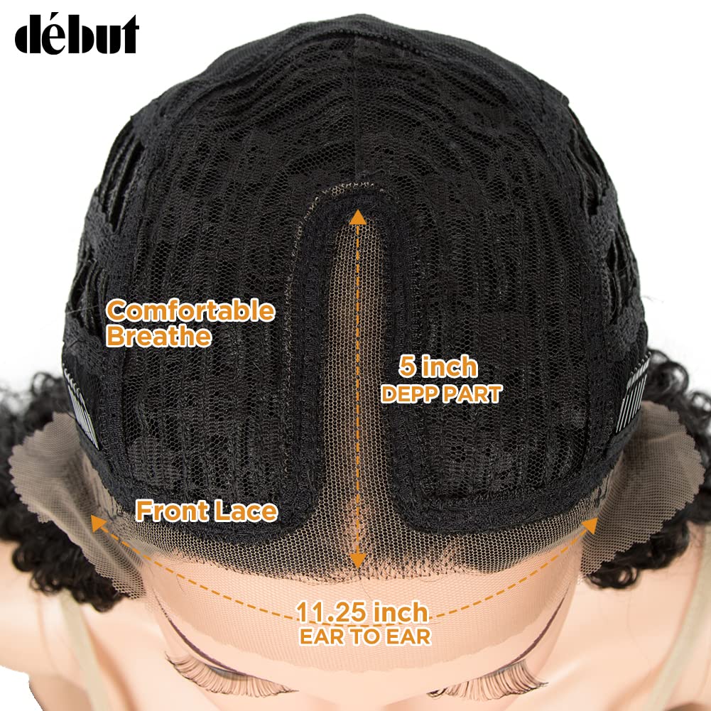 DÉBUT Lace Front Perücke Lockige Perücke für Damen 70 cm 230g Kunsthaar Hitzebeständige Faser 130% D