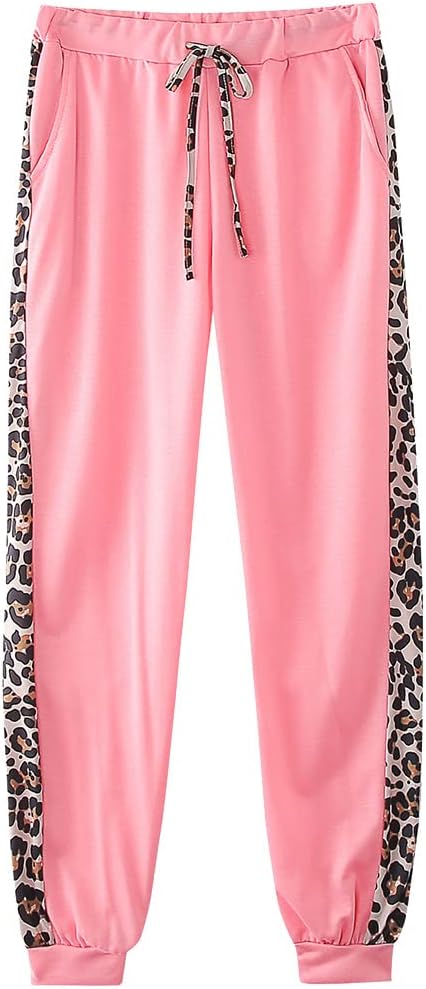 amropi Traingsanzug Damen Jogginganzug Leopard Kapuzenpullover Lange Ärmel Top + Hose Sportanzug 2 S