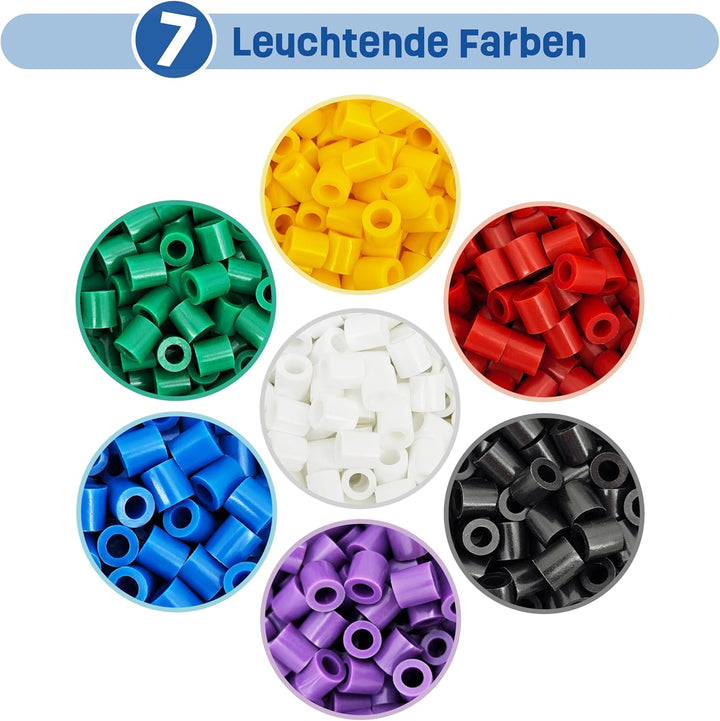 Smowo® Grosse 10mm Bügelperlen 2000 Stück für Kinder ab 3 Jahren - 7 bunte Farben XL Steckperlen - K