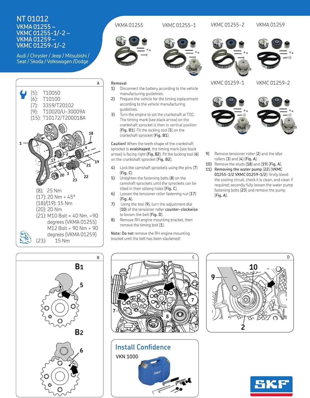 SKF VKMC 01255-1 Spannrollensatz inkl. Wasserpumpe