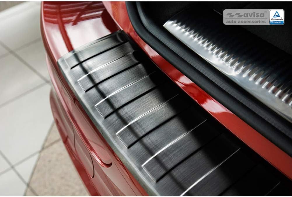 Schwarz Edelstahl Heckstossstangenschutz kompatibel mit Audi Q5 2008-2012 & 2012- 'Ribs'