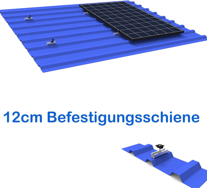 Solarmodul Halterung Kit 12cm und Zubehör Schwarz Eloxiert 30-35mm Verstellbar,Halterung für Solarmo