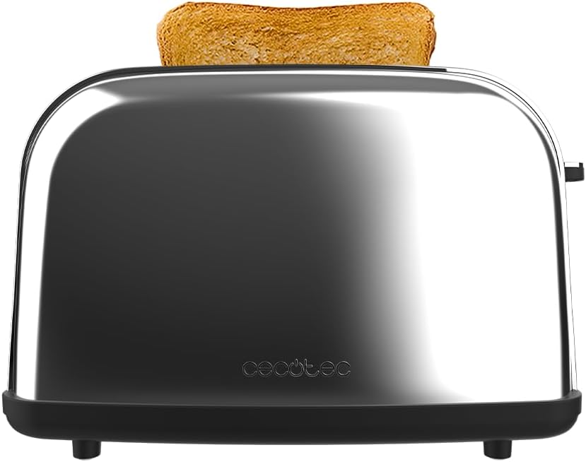 Cecotec Vertikaler Toaster Toastin' time 850 Inox Essential, 850W, Doppelter langer Schlitz und brei