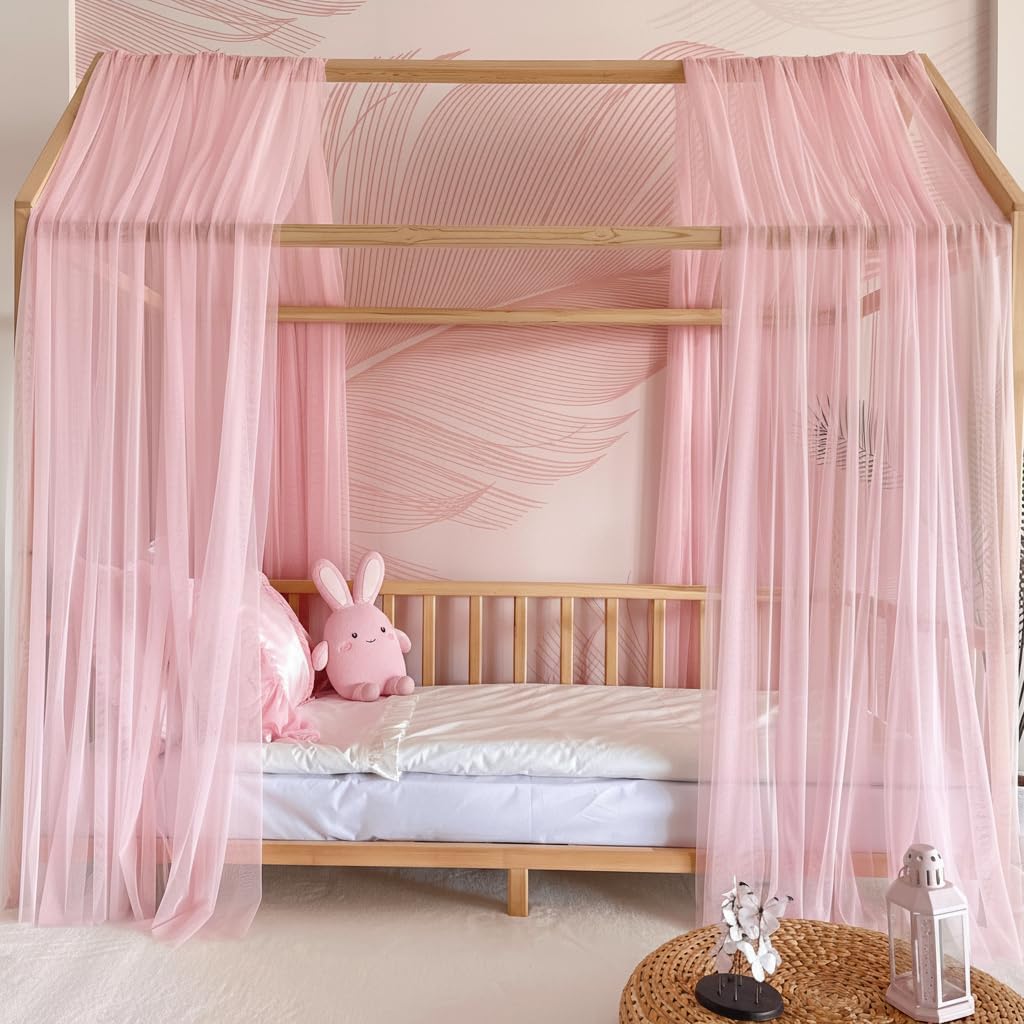Baby Fancyroom Hausbett Himmel Betthimmel rosa für Kinderbett Kinderzimmer Baldachin Bettvorhang Bet