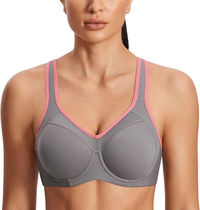 SYROKAN Damen Sport BH Starker Halt- Bügel Push Up Ringerrücken Gepolstert Fitness BH 70B Mehrfarbig