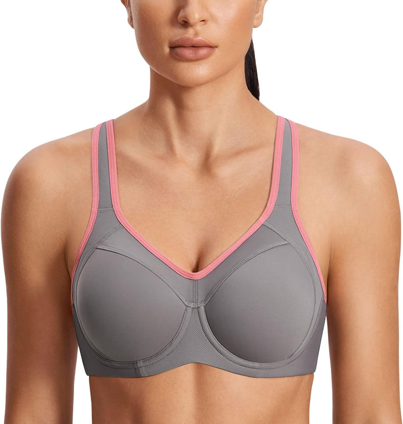 SYROKAN Damen Sport BH Starker Halt- Bügel Push Up Ringerrücken Gepolstert Fitness BH 70B Mehrfarbig