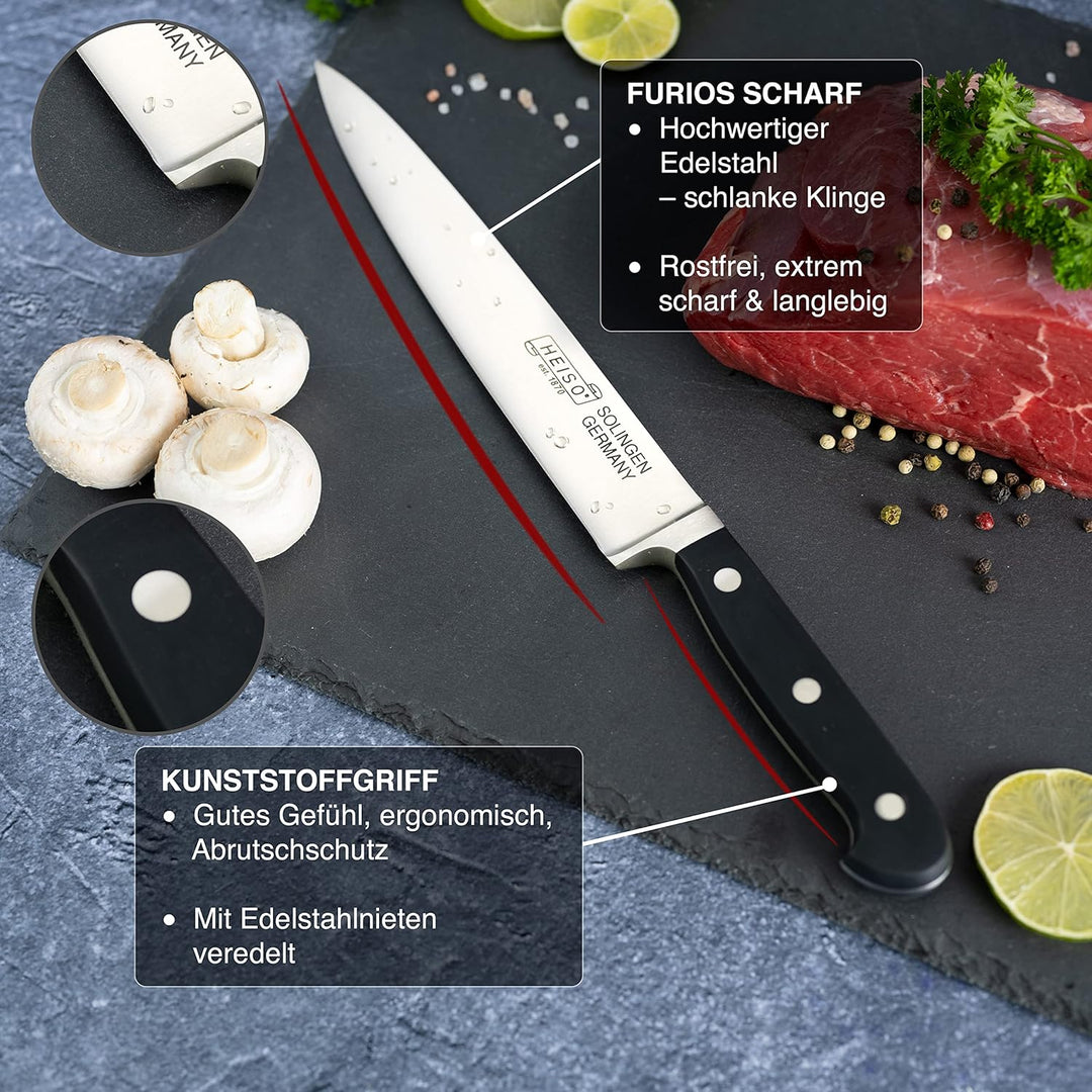 HEISO - Fleischmesser - PREMIUM SERIE - rostfreie 21cm Klinge - Küchenmesser Made in Solingen - Flei