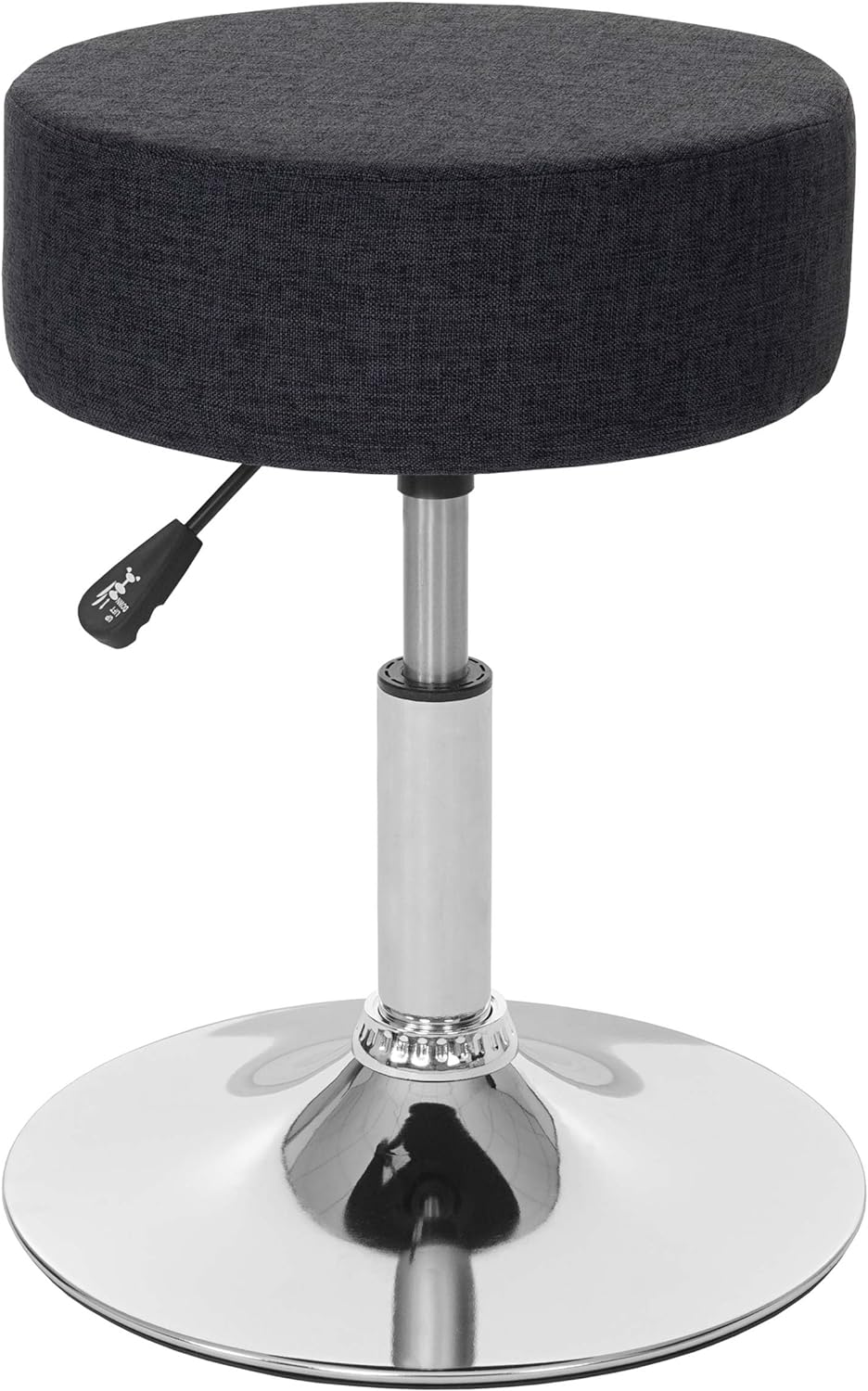 Mendler Hocker HWC-C22, Sitzhocker Schminkhocker, höhenverstellbar Ø 35cm - Textil, dunkelgrau