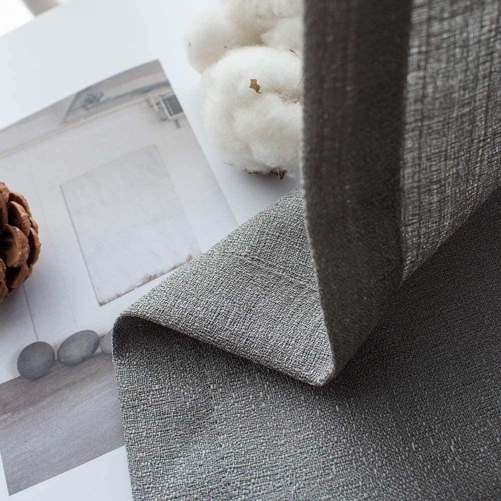 Melodieux Gardinen Grau Transparent Leinen Optik Vorhänge Kurz mit Ösen für Wohnzimmer Schlafzimmer,