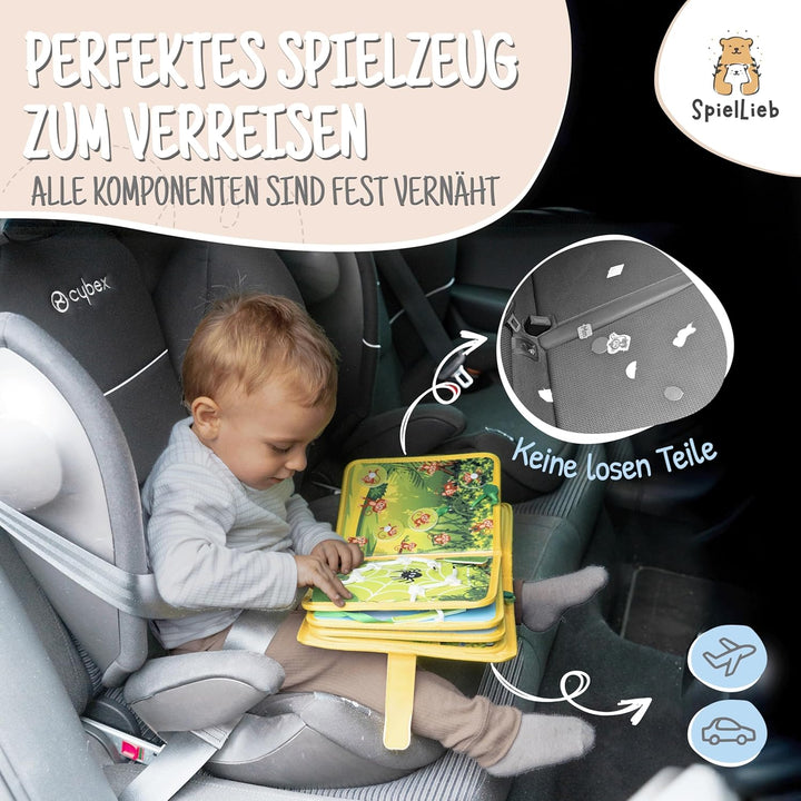 Montessori Quiet Book ab 1 Jahr - interaktives Busy Board ab 1 Jahr mit Tieren - Quiet Book & Motori