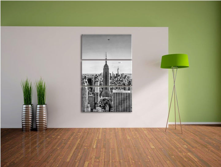 Pixxprint Empire State Building in New York als Leinwandbild/Grösse: 3 Teilig (120x80) cm/Wandbild/K