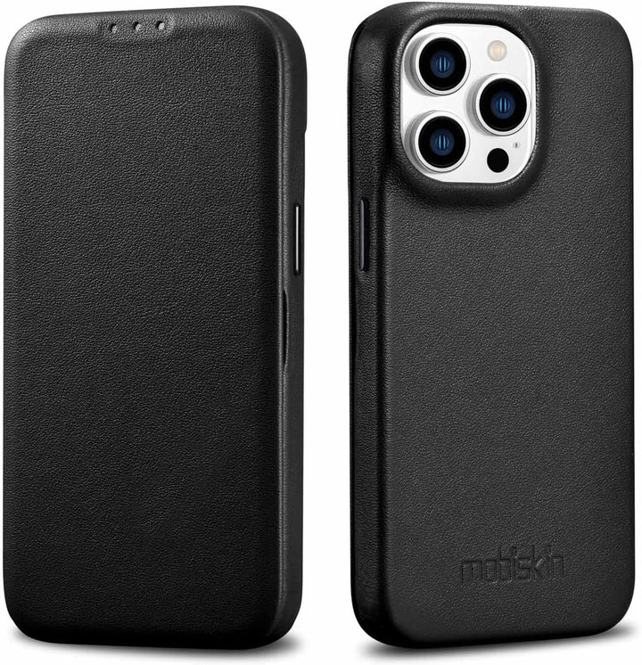 Mobiskin Hülle kompatibel mit Apple iPhone 14 PRO (6,1 Zoll), Handyhülle mit echtem Leder, Case, Sch