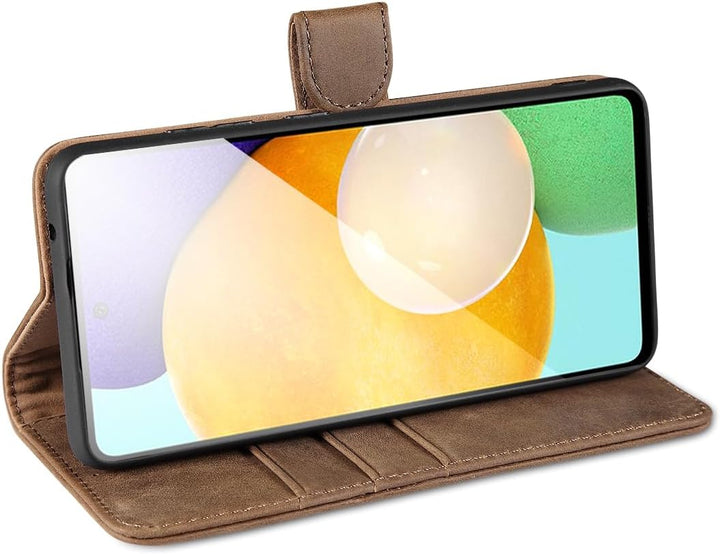 LENSUN Echtleder Hülle für Samsung Galaxy A52, A52s 5G Handyhülle [Echtes Leder][Magnetverschluss][W