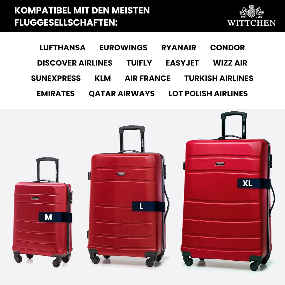 WITTCHEN Koffer-Set 4tlg. Trolley Koffer Reisekoffer aus ABS Hartschalen Trolley 4 Rollen Kombinatio