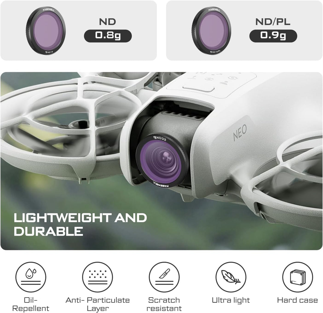 Freewell Magnetische Filter für DJI Neo Bright Day 3er-Pack ND8/PL, ND16/PL, ND32/PL Hybrid für DJI