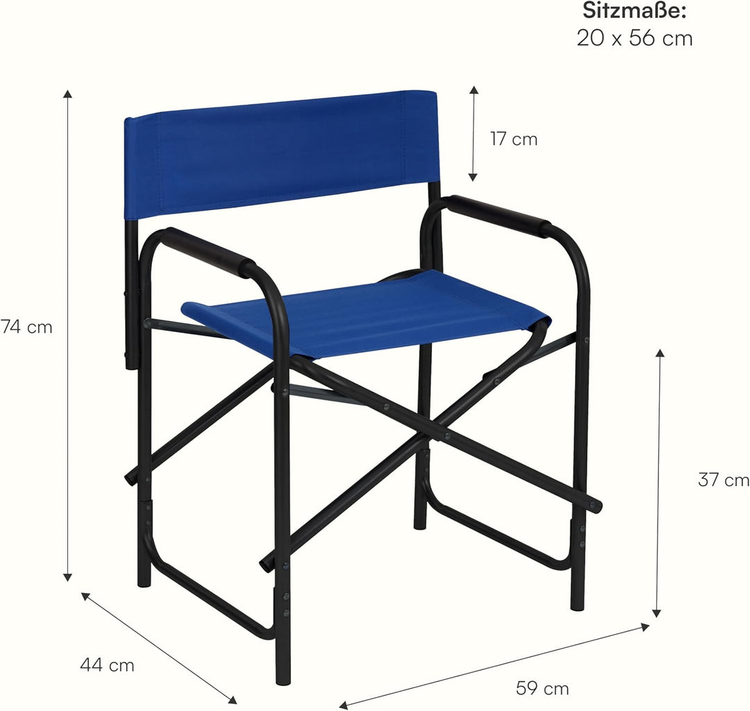 Baroni Home klappbarer Regiestuhl aus Stahlrohr, ergonomischer Klappstuhl mit Rückenlehne, faltbar u