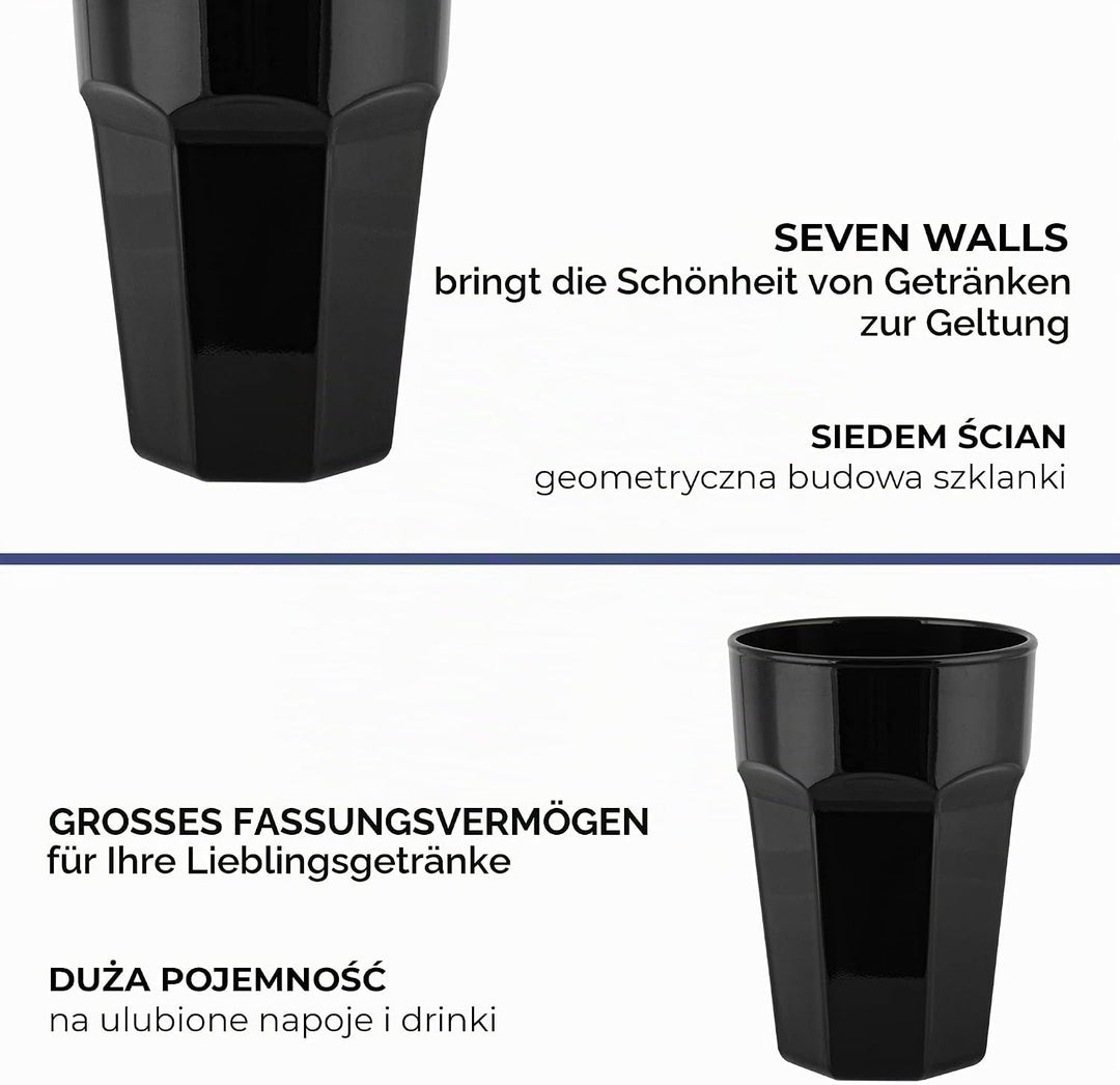 TREND FOR HOME Trinkgläser Bunt 425 ml Eiskaffee Gläser set 6 Teilig Gläser Schwarz Gläser Weiss Coc