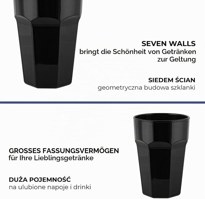 TREND FOR HOME Trinkgläser Bunt 425 ml Eiskaffee Gläser set 6 Teilig Gläser Schwarz Gläser Weiss Coc