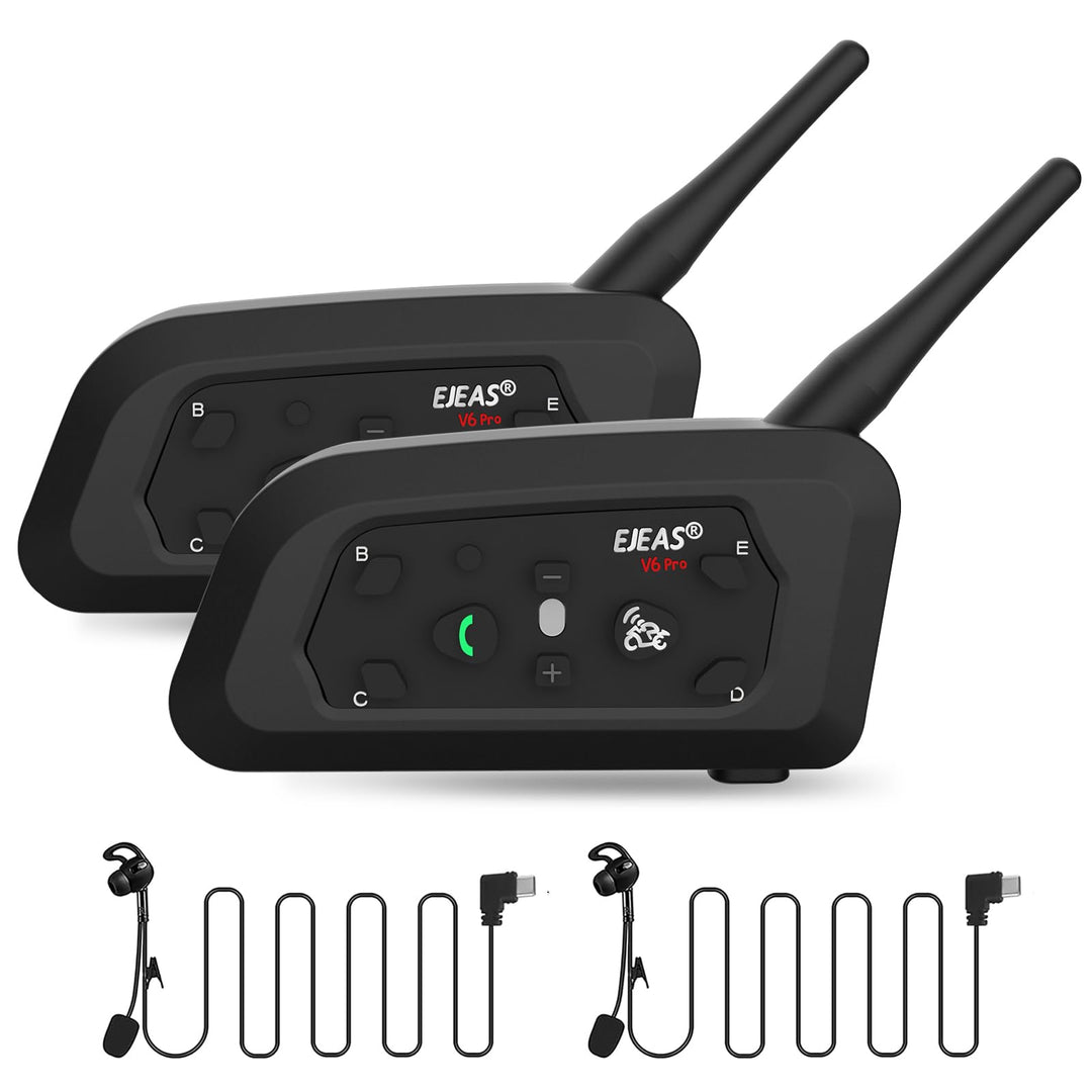 EJEAS V6C Professionelles Fussball Schiedsrichter Bluetooth Intercom Headset, 800m 2 Personen Volldu