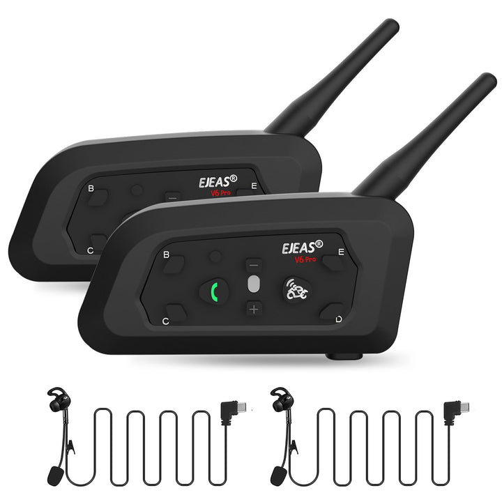 EJEAS V6C Professionelles Fussball Schiedsrichter Bluetooth Intercom Headset, 800m 2 Personen Volldu