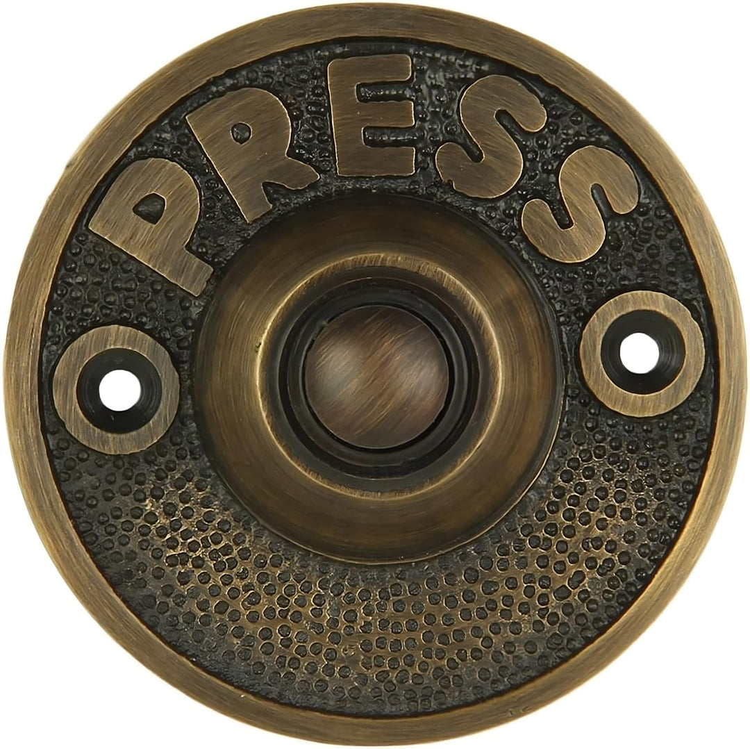 A29 Wired Iron Circular Türklingel Chime Push Button in Antik Messing Finish Vintage dekorative Türk