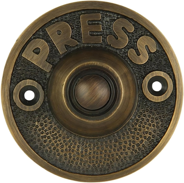 A29 Wired Iron Circular Türklingel Chime Push Button in Antik Messing Finish Vintage dekorative Türk