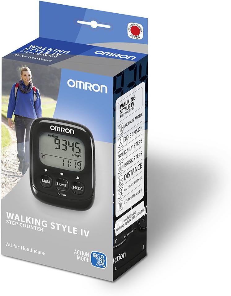 OMRON Schrittzähler Walking Style IV mit präzisem 3D Sensor zur Messung von Schritten, Entfernung, n
