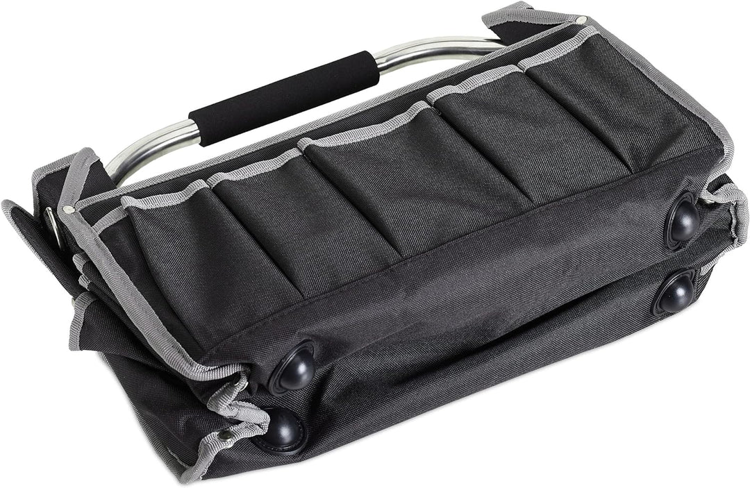 Relaxdays Werkzeugtasche, leer, Schultergurt & Tragegriff, offene Tragetasche für Werkzeug, HBT 30 x