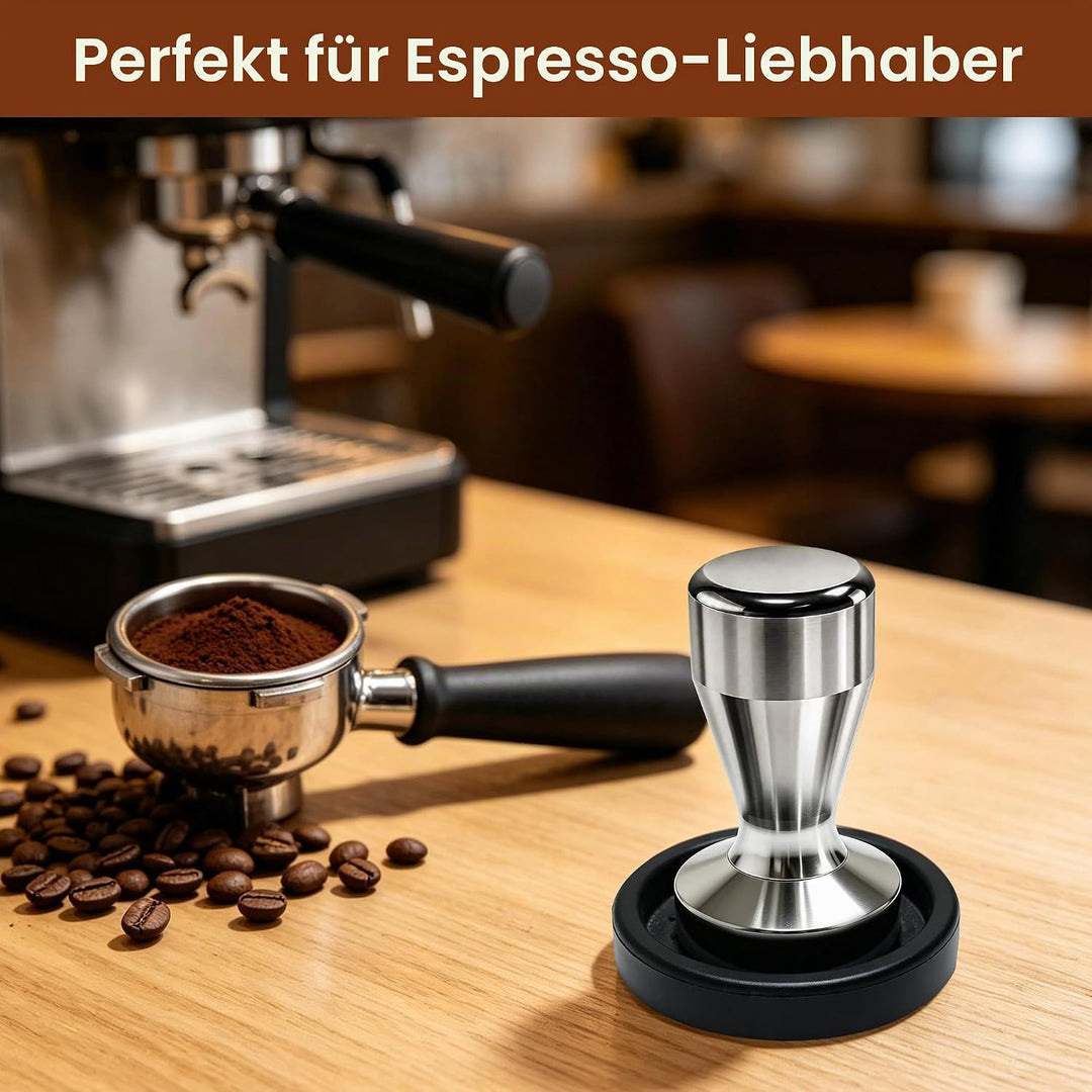 Kaffeestampfer, Espresso-Kaffeepresse 49 mm, Tamper Kaffee mit Silikon-Tampermatte