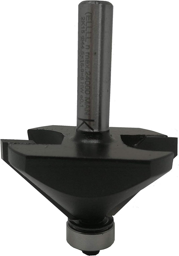 jjw-germany HW HM Oberfräser Fasefräser Z= 2 D= 44,5 mm NL 15,9 mm, Schaft 8 mm, mit Kugellager nach