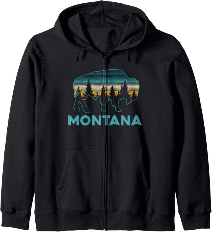 Montana Bison Vintage Souvenir Kapuzenjacke