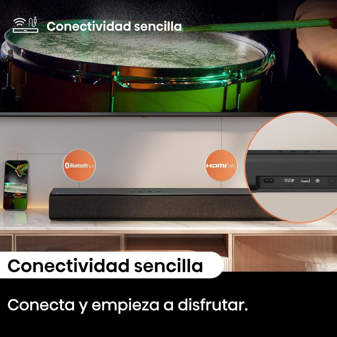 Hisense HS1000, 2.0 Kanal Soundbar, 120W max Audio Power, Dolby Audio, DTS Virtual:X, Voice Enhanced