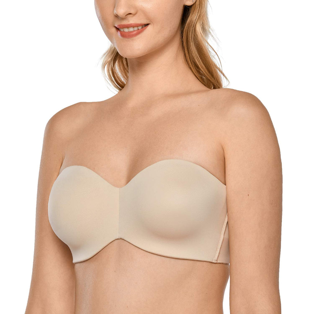 DELIMIRA Damen Minimizer Trägerloser BH mit Bügel ohne Polster ohne Geformte Cups 70B Beige, 70B Bei