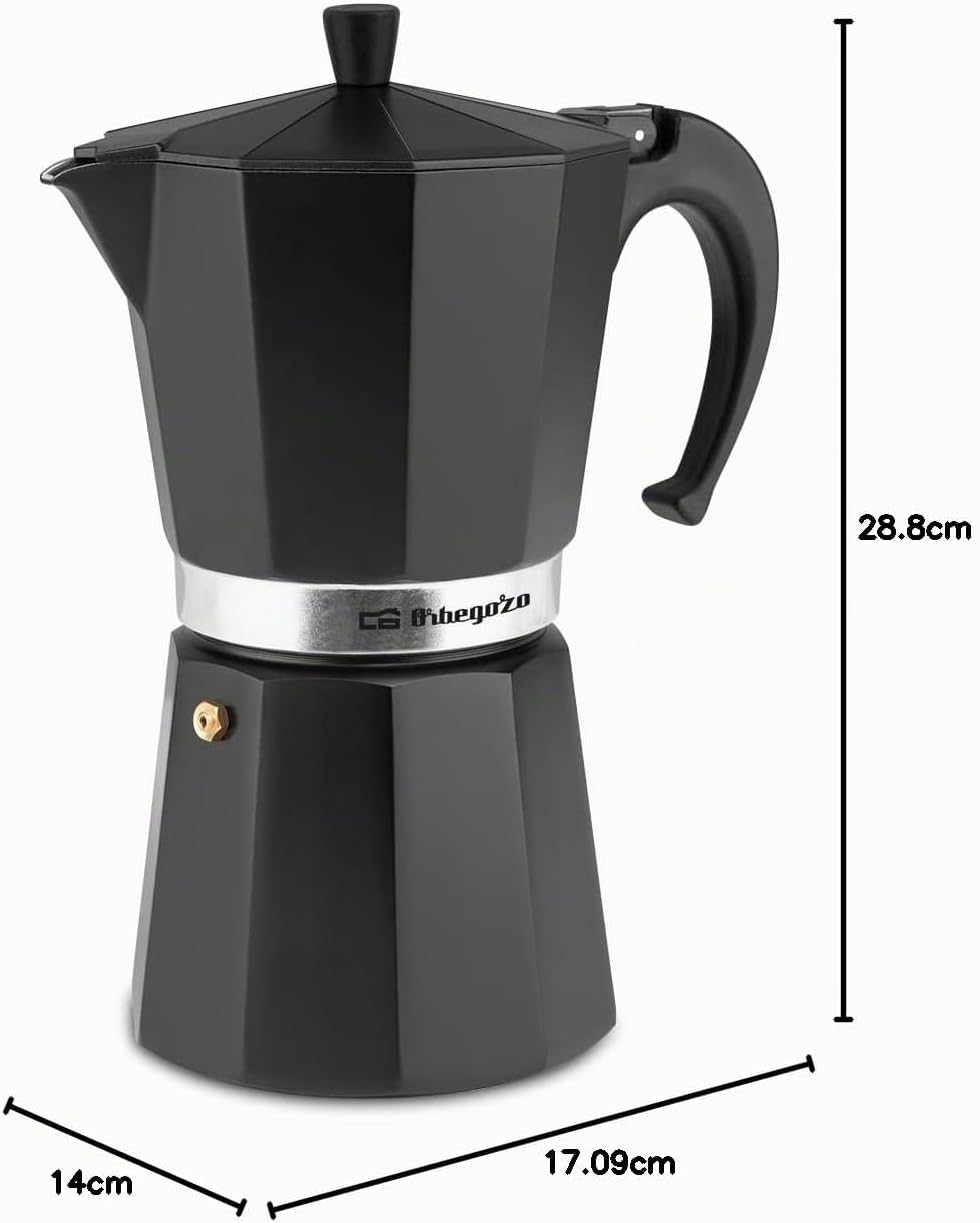 Orbegozo KFN 1210 - Italienischer Kaffeekocher aus Aluminium, Kapazität: 12 Tassen, ergonomischer Gr