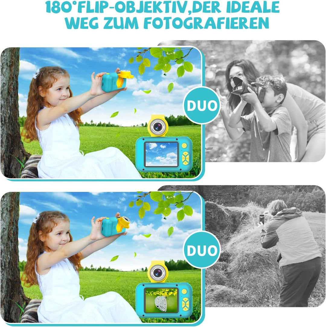 ARNSSIEN Digitalkamera für Kinder Kamera,2,4" IPS Kinderkamera mit 180°Flip | 1080P videokamera &amp; Se
